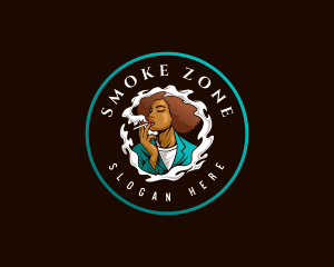 Woman Smoking Vapor logo design