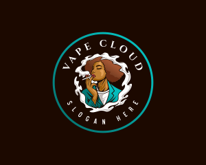 Woman Smoking Vapor logo design