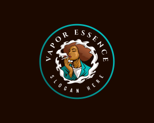 Woman Smoking Vapor logo design