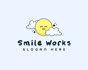 Happy Moon Cloud logo design