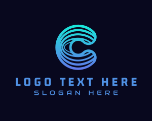 Cyber Digital Letter C logo design