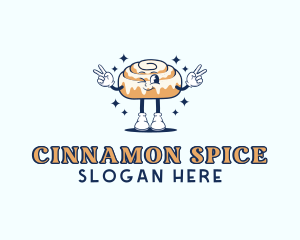 Retro Cinnamon Roll logo design