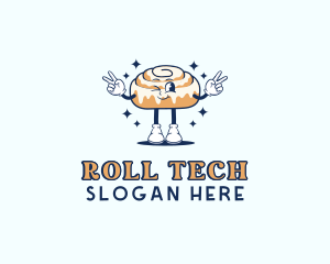 Retro Cinnamon Roll logo design