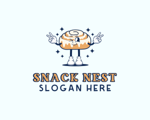 Retro Cinnamon Roll logo design