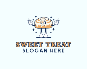 Retro Cinnamon Roll logo design