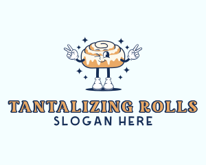 Retro Cinnamon Roll logo design