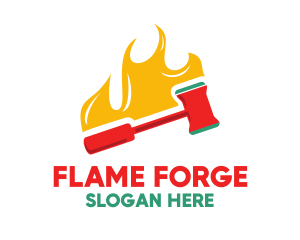 Flaming Red Gavel logo design