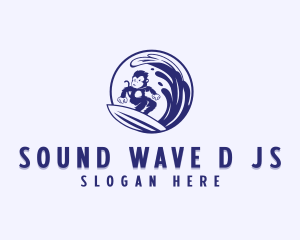 Monkey Surfing Waves logo design