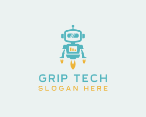 Tech Flying Robot logo design