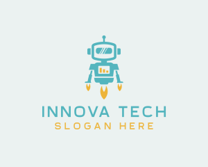 Tech Flying Robot logo design