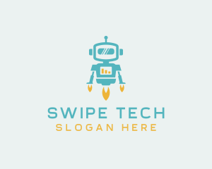 Tech Flying Robot logo design