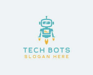 Tech Flying Robot logo design