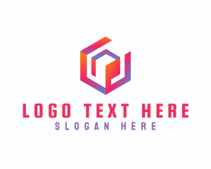 Gradient Abstract Cube logo