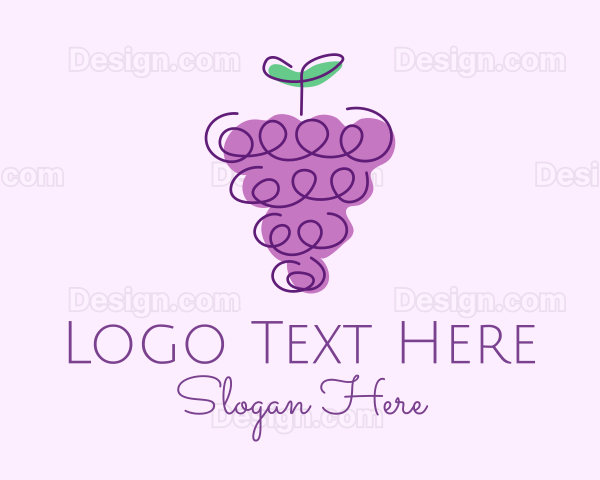 Grape Fruit Line Art Logo