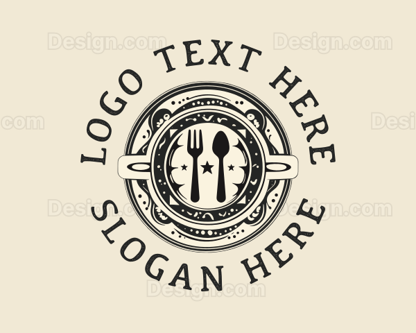 Organic Kitchen Food Plate Logo