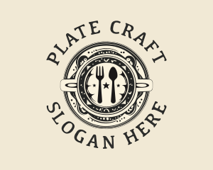 Organic Kitchen Food Plate logo design