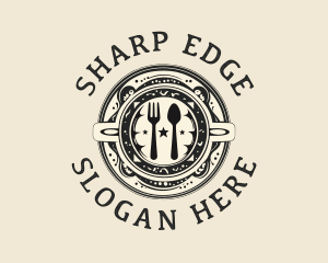 Organic Kitchen Food Plate logo design