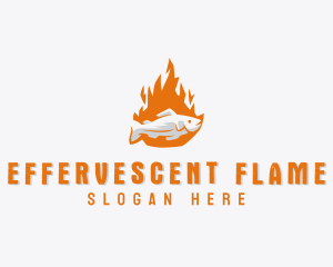 Fish Flame Barbecue logo design