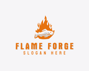 Fish Flame Barbecue logo design