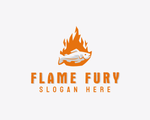 Fish Flame Barbecue logo design