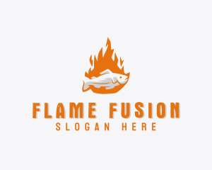 Fish Flame Barbecue logo design