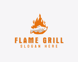 Fish Flame Barbecue logo design