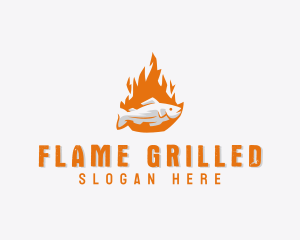 Fish Flame Barbecue logo design