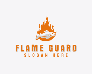 Fish Flame Barbecue logo design