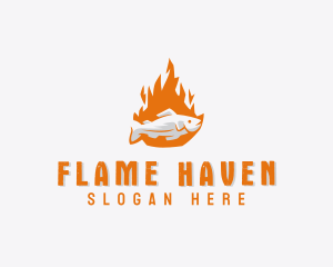 Fish Flame Barbecue logo design