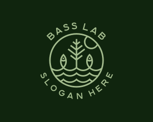 Tree Fish Waves logo design