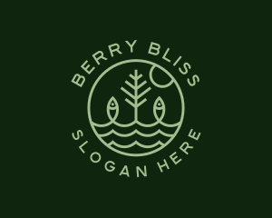 Tree Fish Waves logo design