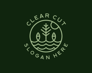 Tree Fish Waves logo design