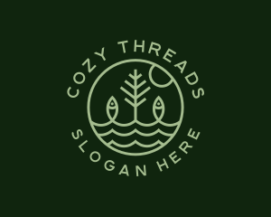 Tree Fish Waves logo design