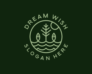 Tree Fish Waves logo design