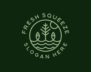 Tree Fish Waves logo design