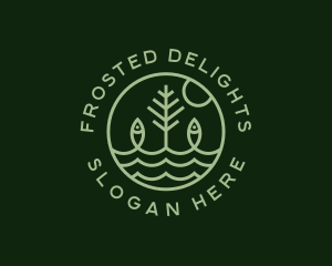 Tree Fish Waves logo design