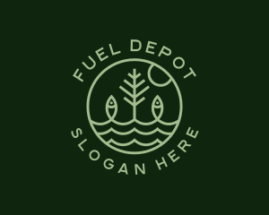 Tree Fish Waves logo design