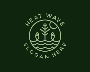 Tree Fish Waves logo design