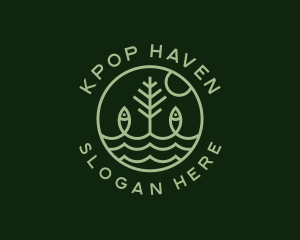 Tree Fish Waves logo design