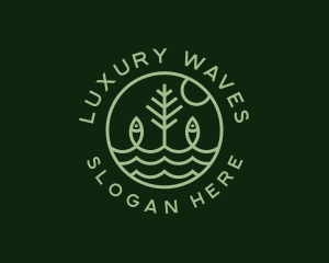 Tree Fish Waves logo design