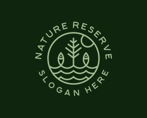 Tree Fish Waves logo design