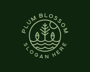 Tree Fish Waves logo design