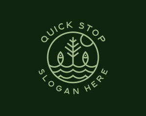 Tree Fish Waves logo design