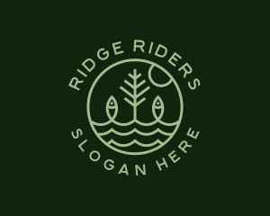 Tree Fish Waves logo design