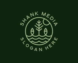 Tree Fish Waves logo design