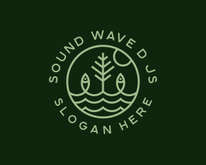 Tree Fish Waves logo design