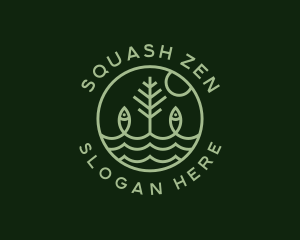 Tree Fish Waves logo design