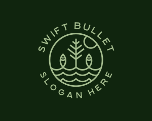 Tree Fish Waves logo design