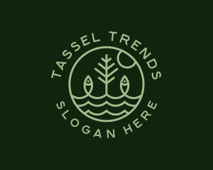 Tree Fish Waves logo design