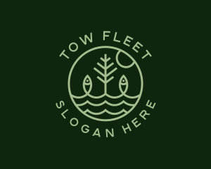 Tree Fish Waves logo design